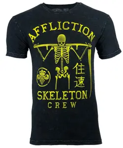 AFFLICTION SKELETON CREW Men's T-shirt BLACK LAVA