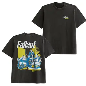 Retro Vintage Fallout TV Series Vault Scene T-Shirt, Classic Wasteland Graphic Tee, Premium Soft Cotton Fabric, Unisex Fit for Men Women Gaming Fans, Perfect Gift for Fallout Fan Dad Husband Boyfriend