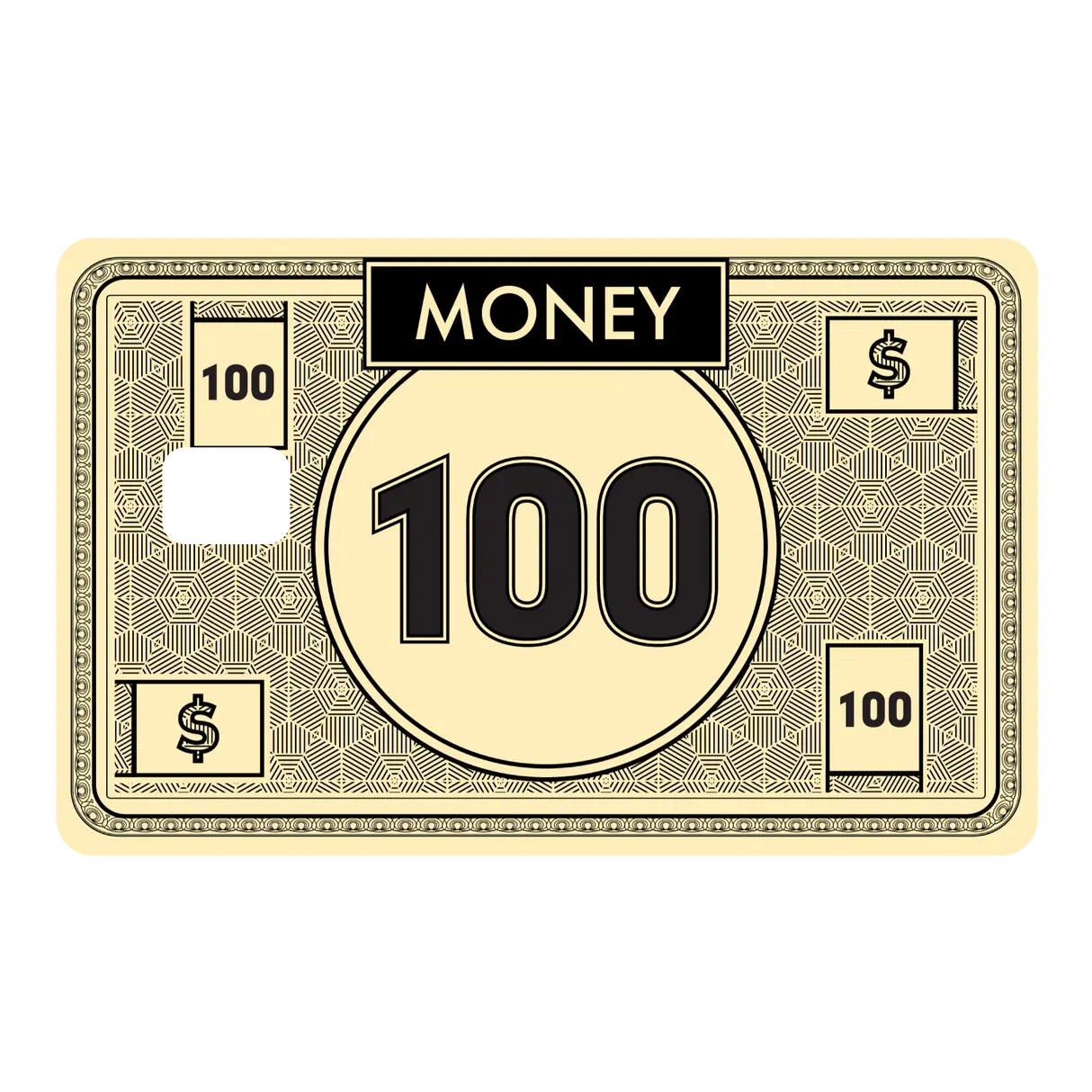 Money 100 Credit Card Skin, Cash Style Card Sticker, Funny Wallet Decor Gift