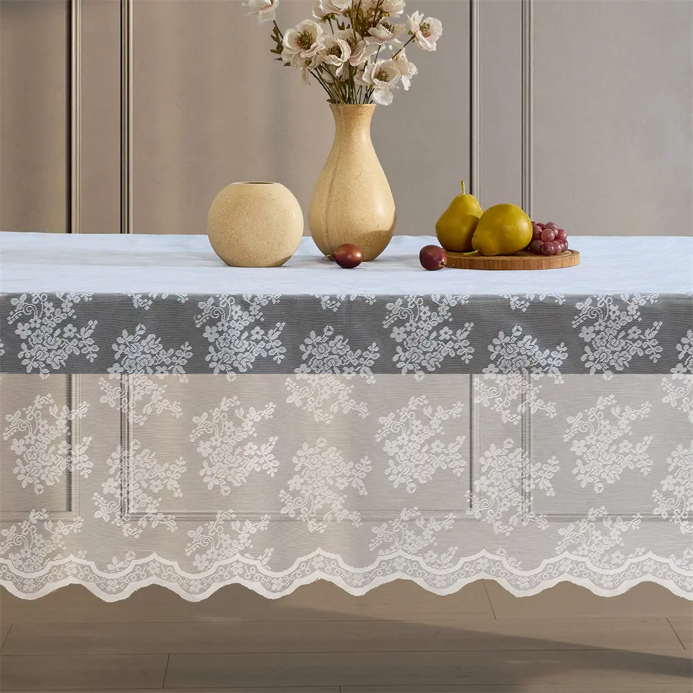Lowes - Jolene Floral Lace Fabric Rectangle Tablecloth
