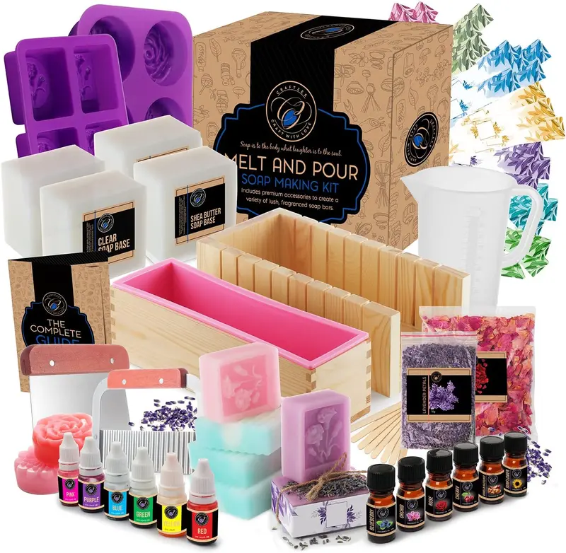 Large Deluxe Soap Making Kit - -in-One Soap Making Supplies with Soap Base, Soap  Box,  Loaf Molds, Fragrances & More - Homemade Melt & Pour DIY Craft Kits