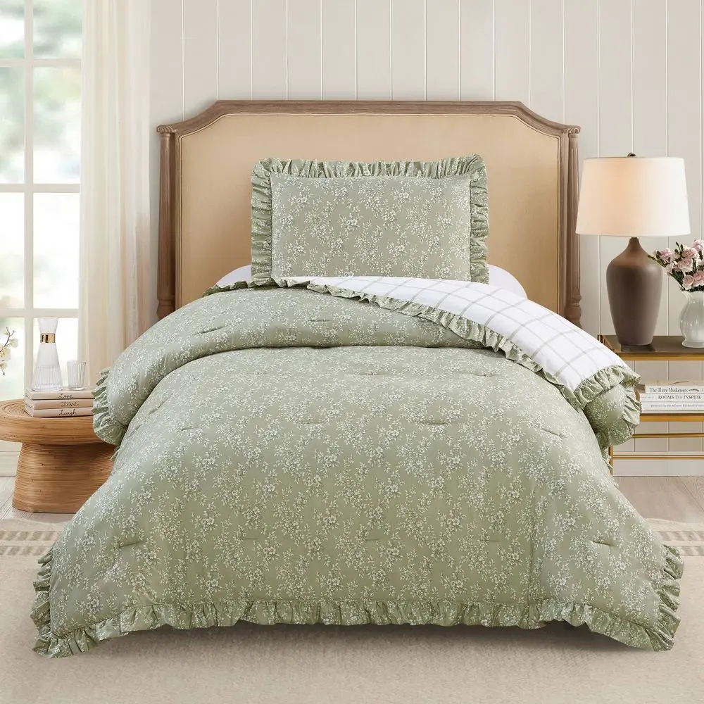 Modern Heirloom 2pc Floral Ruffle Comforter Bedding Set Assorted