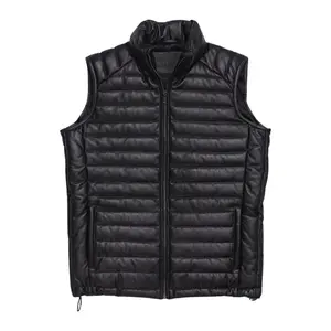 Lightweight Quilted Puffer Vest, Full Zip, High Collar, Black by Hide Crafts
