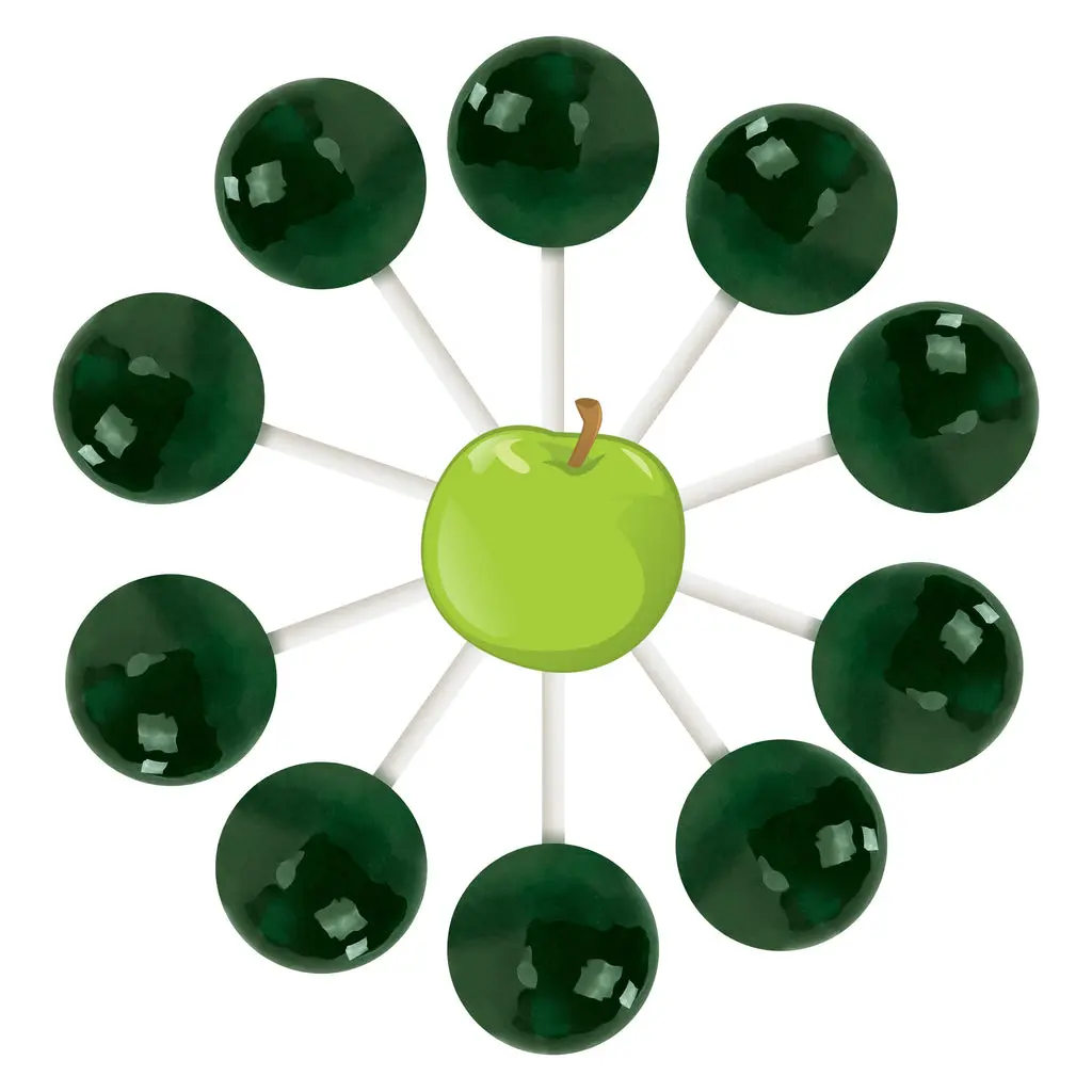 10ct Green Apple Lollipop Bag