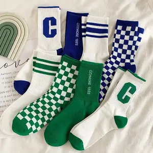 5 pairs of men's checkerboard fashionable sports tube socks, student socksRAIMENTRY