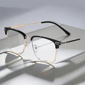 Classic Elegant Square Frame Golden Glasses, Metal Frame Glasses, For Men Women Daily School Decors, Ideal choice for Gifts 001