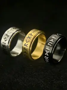 stainless steel spinner ring with Viking characters is pressure-resistant and relieves stress. It can be worn by both men and women without fading Non Tarnish Jewelry