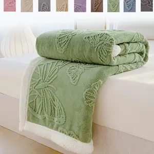 Queen Butterfly Embroidered Multifunctional Blanket, Soft Warm Fabric, Full Size, Dual-Sided Velvet Design, Perfect for Office Naps