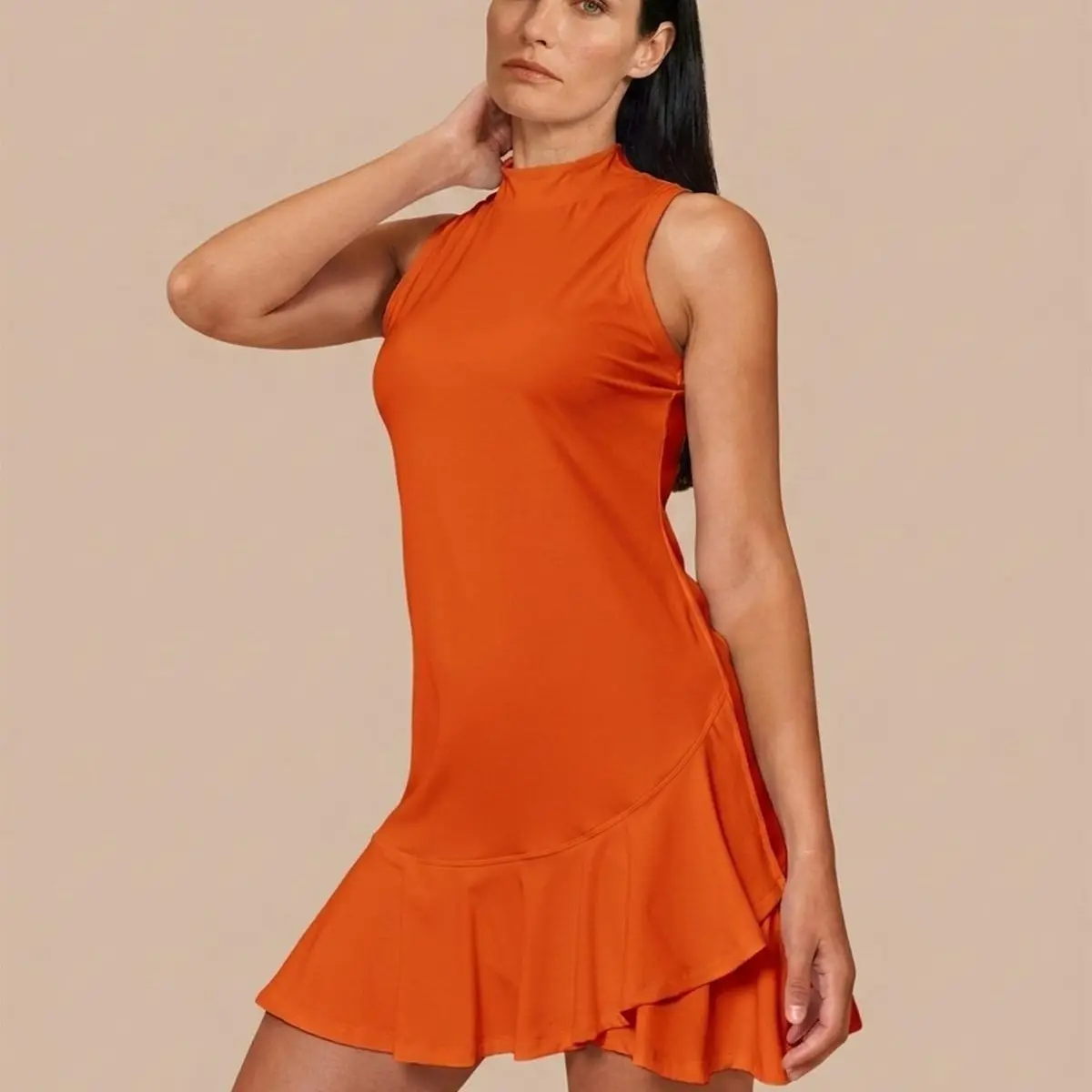 Women's Nylon UPF50+ Sleeveless Ruffle Golf Dress - 34.5in, Breathable, for Pickleball & Tennis, Female Travel/Camping Essentials, S-XXL, More Than Basic