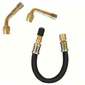 3pcs/5pcs Tire Valve Extension Kit with Flexible Metal Gas Cap Black Hose 45°, 90°, 135° Angle, Suitable for RV, Bicycle, Motorcycle