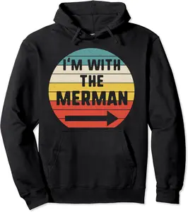 I'm With merman Halloween Matching Couple Costume Vintage Pullover Hoodie - Wesleylewi Shop 39B08H2DTFSY