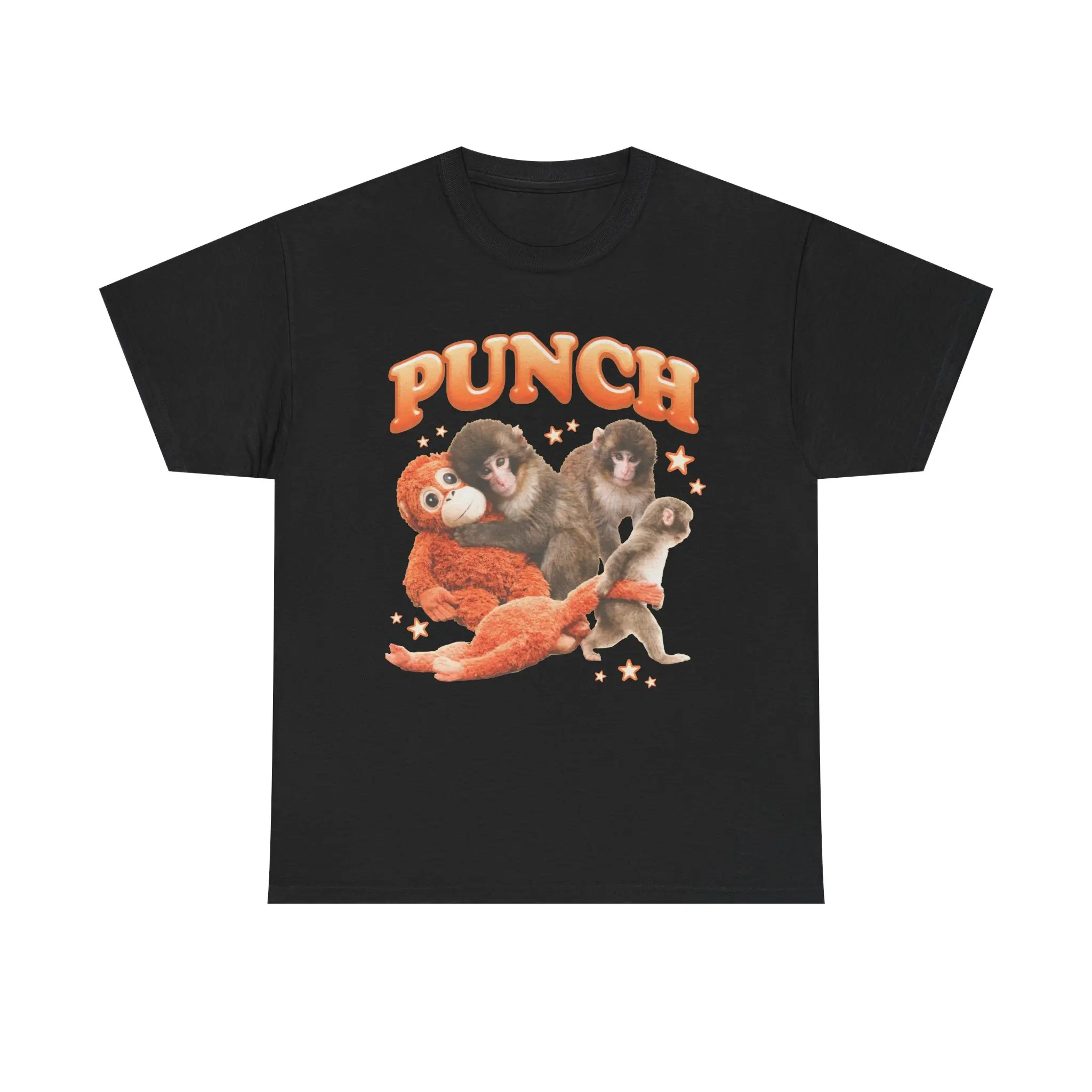 Monkey Punch Graphic Shirt, Baby Monkey Holding Plush Toy, Animal Lover Gift, Cute Cozy Hoodie