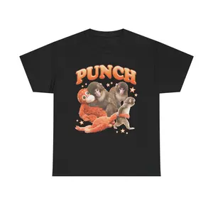 Monkey Punch Graphic Shirt, Baby Monkey Holding Plush Toy, Animal Lover Gift, Cute Cozy Hoodie
