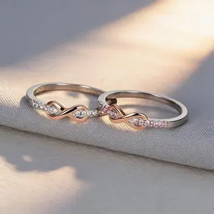 Best Friends Infinity Ring – Pinky Promise BFF Ring with Cubic Zirconia 18K Gold Silver Plated Infinity Knot for Women Girls Friendship Gift for Birthday Valentine's Day Christmas