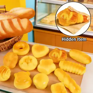 Pokesquishy 5PCS Random Bread Squishy Set  ,Slow Rising Stress Relief Toys,Mystery Box w/Rare Chicken Leg! , Super Soft Realistic Bakery Pack