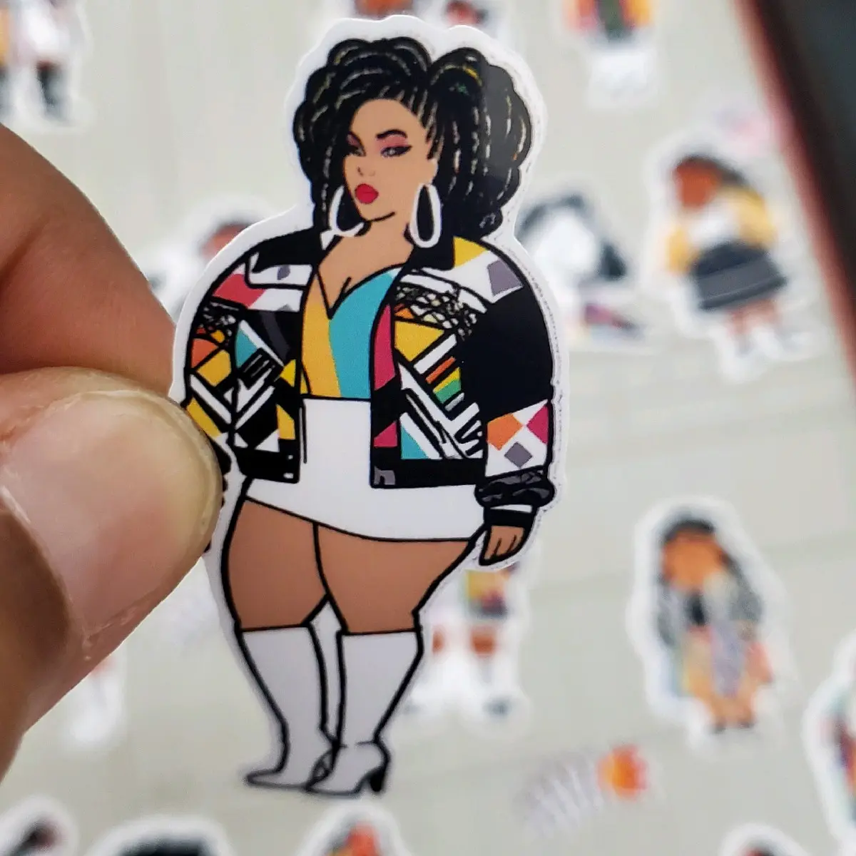 Color Culture Black Melanated African American Woman Plus Size Vinyl Sticker Sheet for Journals and Planners -