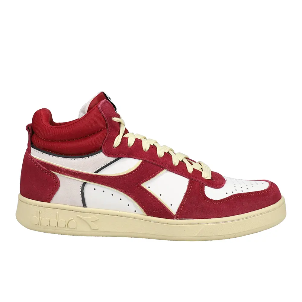 diadora Mens Magic Basket Demi Cut Suede Leather High  Sneakers Shoes Casual - Red, White