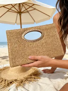 Bohemian Braided Handbag, Vintage Lady Shoulder Bag, Detachable Chain Strap, Multi-Functional Crossbody, Summer Travel Essential