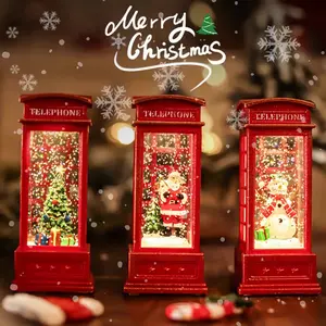1pc Christmas Telephone Booth Decorations for Christmas Eve, Santa Claus, Snowman, Christmas Tree Style Lantern Decorations, Cabinet Fireplace Ornaments