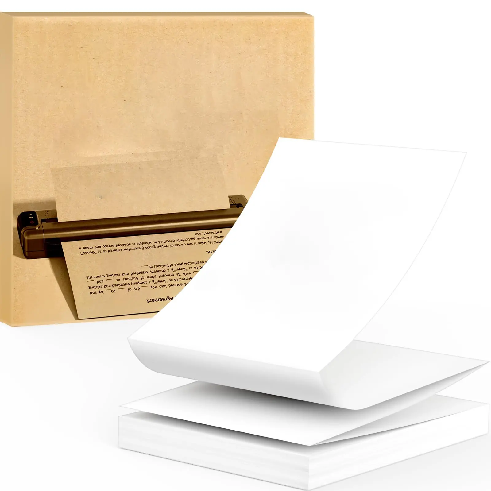 Thermal Printer Paper 8.5 x 11 Inch, Quick-Dry US Letter Paper, Compatible with M08F M832 Portable Printer, Continuous Perforated Folding Paper, 200 Sheets