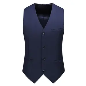 2025 Business And Casual Large Size Men's Slim Solid Color Suit Vest Fashion Single-row V-neck Versatile Vest Sleeveless Vest
