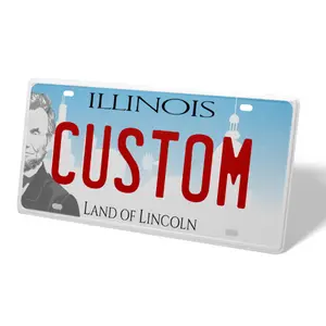 Personalized Illinois 12x6 In Number Plates, Durable Thick Aluminum State License Tag, Rust-Proof & UV-Resistant Car Exterior Decor Plate, Number Plates State License