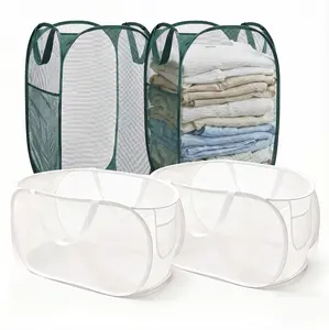 2PCS, Closet storage baskets, mesh laundry baskets,foldable bathroom laundry baskets, and multi-purposestorage baskets-essential storage solutions for homes,rental properties, schools, and offices. Perfect forEaster,mother'sdaygift