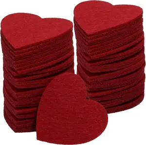 Felt Hearts Cutout for Valentine’S Day Wedding Decoration Scrapbooking Sewing Craft Embellishment, 50PCS (Red, 50Mm) PPhtony