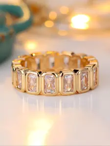 Elegant Single Row Cubic Zirconia Women's Ring, Statement Ring, High-End Versatile Jewelry Gift for Ladies, All Seasons Wear