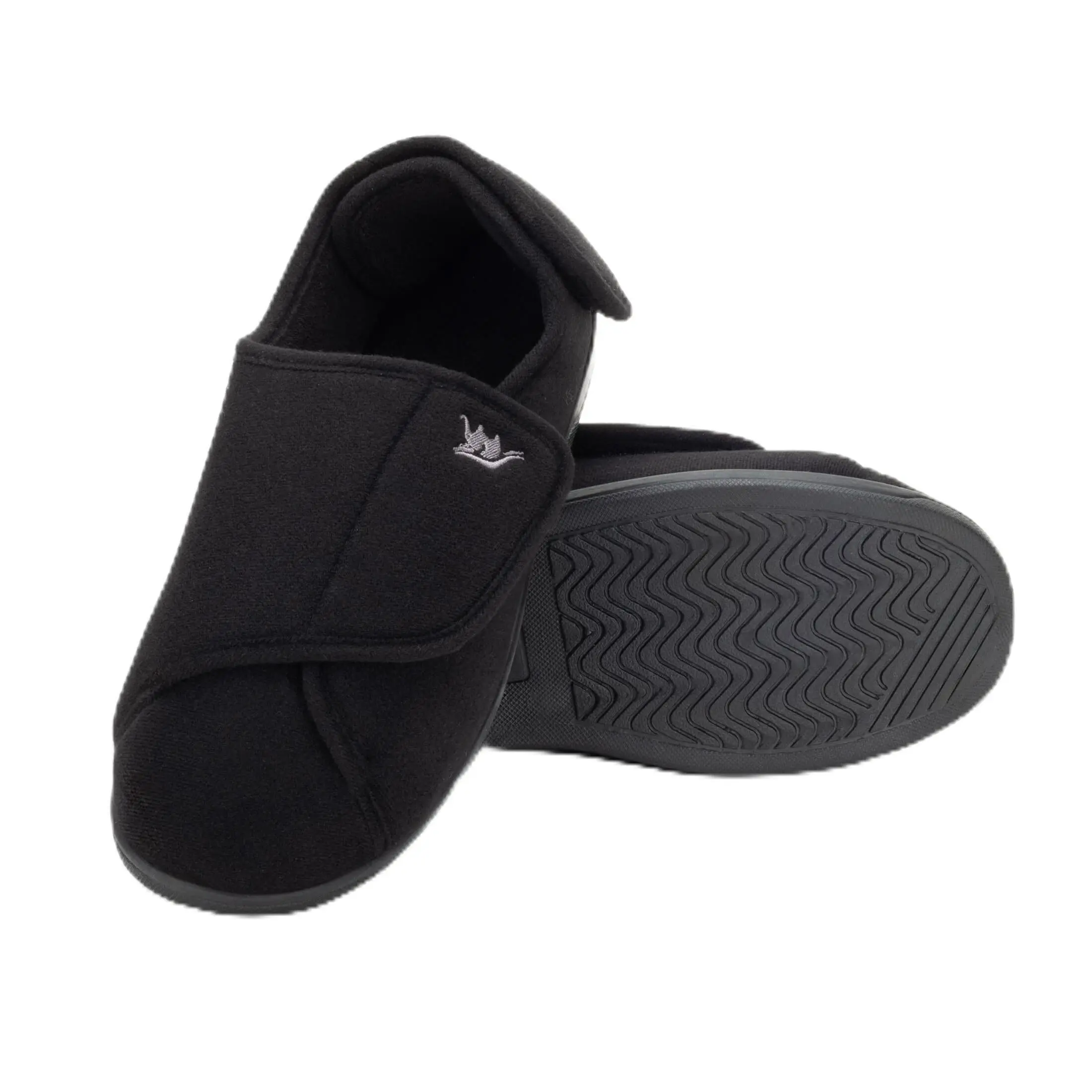Happy Touch Diabetic Slippers For Women Lymphedema Shoes Edema Shoes For Swollen Feet Indoor and Outdoor Diabetic Velcro Slippers For Women Non Slip House Slippers For Woman (Black 8)