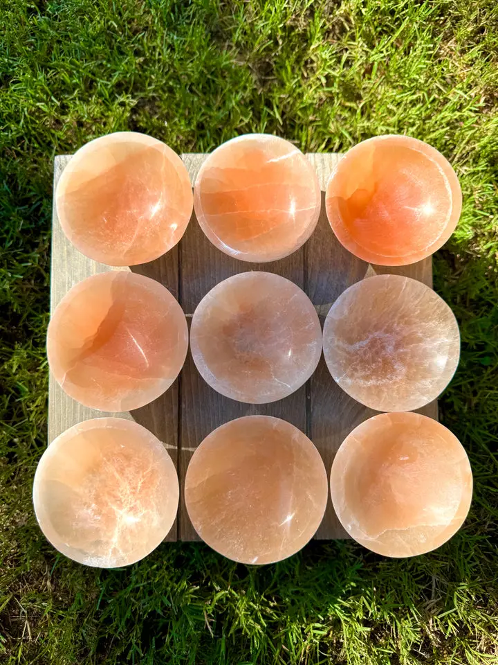 Peach Selenite Bowls 3”