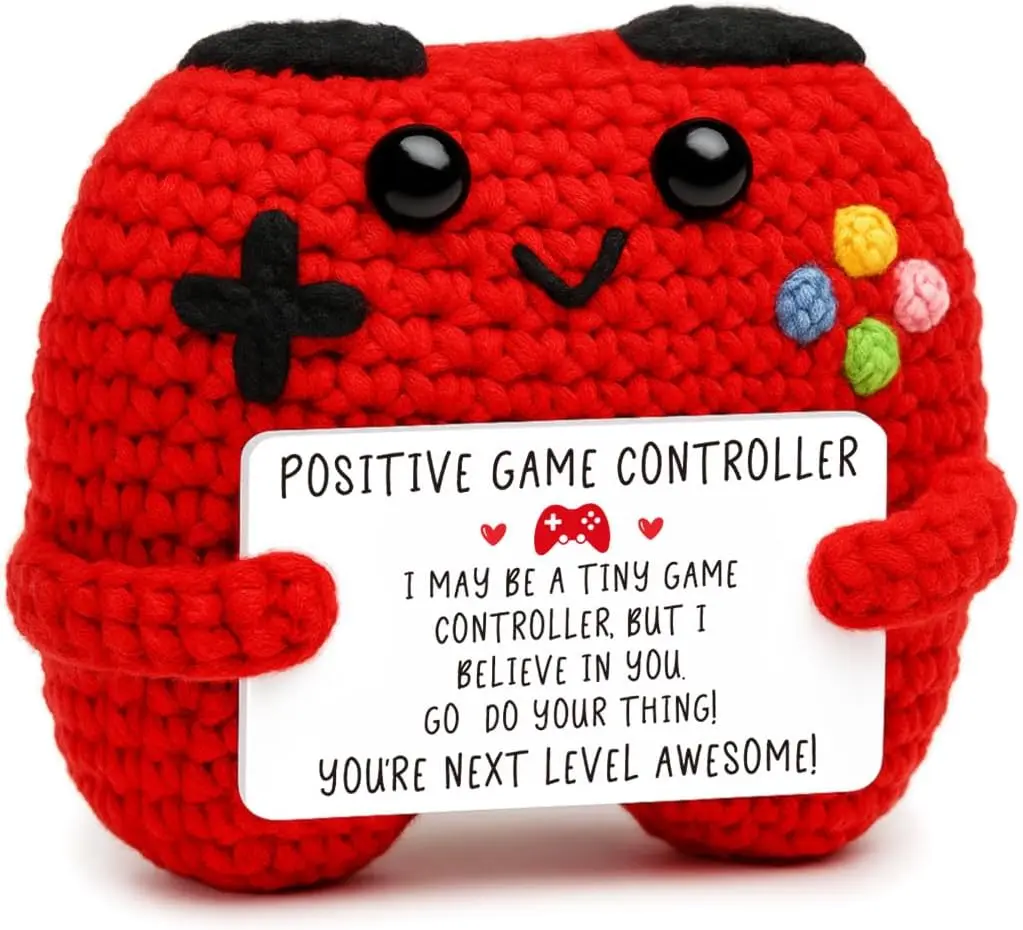 Crocheted Yarn Game Controller Trophy, Handmade Toy for Boy Gamers, Gaming Themed Easter Basket Stuffers & Birthday Gift, Teen Boy, Birthday Gifting, Positive Game Controller