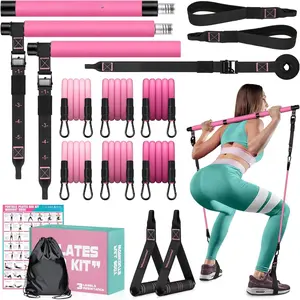 Pilates Bar Kit with Resistance Bands, Multifunctional Pilates Bar for Women & Men with Heavy-Duty Metal Adjustment Buckle, Pilates  Equipment for Full BodyWorkouts