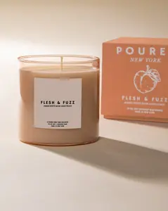 Poured New York Flesh & Fuzz Soy & Coconut wax Candle - Warm Amber & White Musk Scent for Cozy Bedrooms & Living Spaces - Hand-Poured in Hudson NY