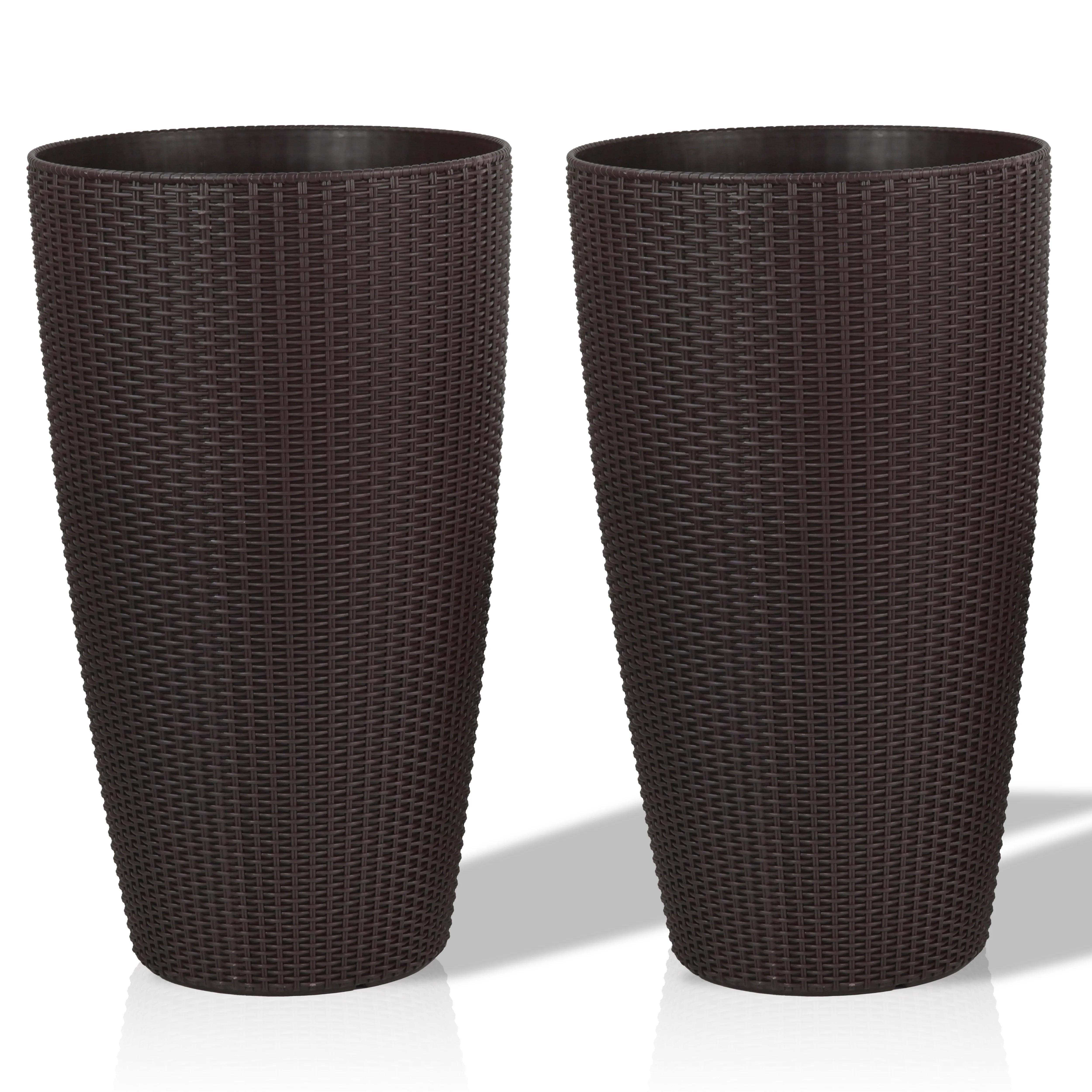 In Stock 22.5.in  Plastic Rattan Self-watering Flower Pot for Indoor and Outdoor Use