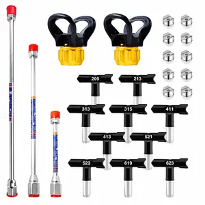 25 Pieces Airless Paint Sprayer Kit with 3 Extension Rods 10 Spray Tips 209 to 623 2 Tip Guards and Nozzle Seats for All Brands