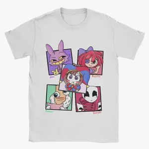 Funny Pomni Jax Ragatha Kinger Gangle from The Amazing Digital Circus T-Shirt Cotton T Shirt Short Sleeve Tees Gift Idea Clothes 1