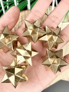 1pc Natural Pyrite Merkaba Star Mineral Specimen - Hand-Polished Golden Bohemian with Genuine Geometric Star Formation, Spiritual Meditation Stone & Holiday Home Decor Gift for Christmas, Easter, Thanksgiving