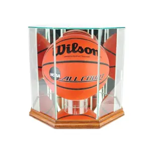 Perfect Cases  Octagon Basketball Display Case- Walnut