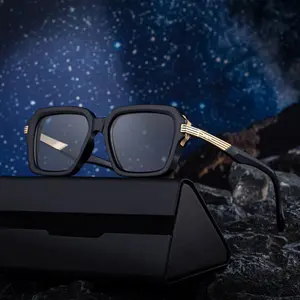 Fashion Square Frame Sunglasses for Men, Personalized Outdoor Driving Sun Protection Glasses, High-End Style UV Protection Eyewear