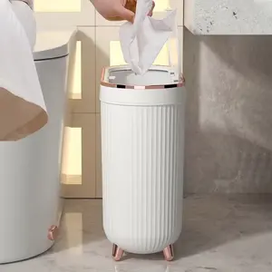 Compact Trash Bin with Lid, Household Waste Bin, 3.1 Gallon Capacity, Ideal for Bathroom & Bedroom Storage, Perfect for Office Document Organization