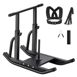 VEVOR Weight Sled,  Steel Power Sled, Fitness Training Sleds for Athletic Exercise Speed Improvement, Workout Equipment with Adjustable Height Handle, Compatible with 25/51 mm Weight Plates, Black