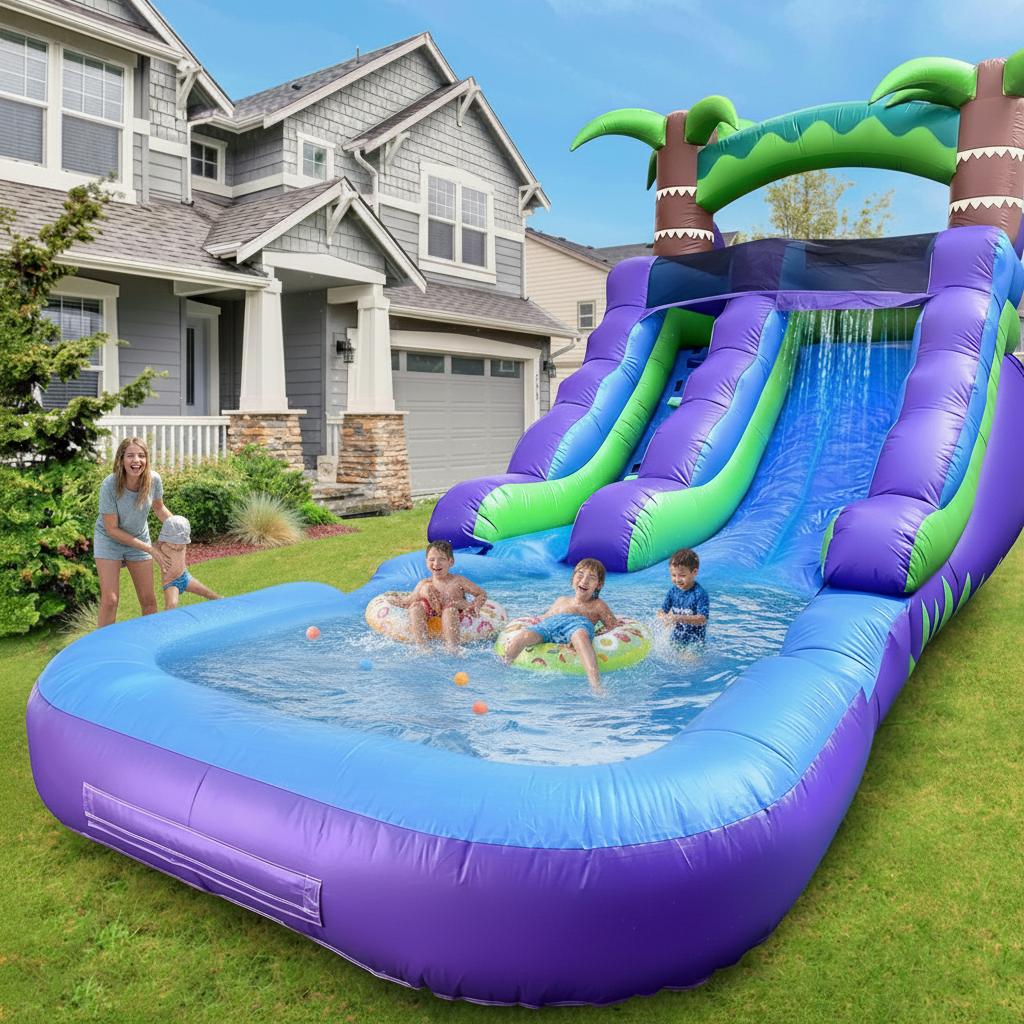 Commercial Grade Water Slide 100% PVC  Inflatable Water Slide with Splash Pool Playground Outdoor Kids Adult Summer Water Play Commercial Rental Equipment Summer Fun