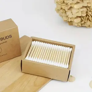 5pcs Double-ended paper plasticswab cotton swab box drawer kraftpaper box cleaning cotton swabdisposable sanitary tampon swabMakeup Cosmetic