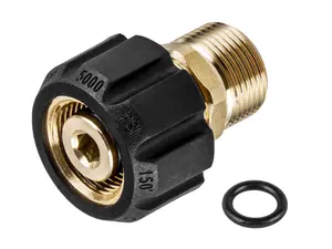 Pressure Washer Adapter, M22 15mm Female Thread to M22 14mm Male Fitting, 5000 PSI Power Washer Hose Coupler, Connect M22 14mm Quick Connect to Power Washer or Accessories with 15mm Outlet/Inlet Converter