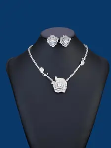 Rose Design Jewelry Set, Glamour Set, Fashion Necklace & Dangle Earrings for Party, Daily Clothing Decor, Trendy All-match & Exquisite Jewelry for Birthday Gift