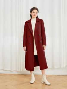 women's solid color double button pocket overcoat, casual long sleeve lapel neckline coat for fall & winter, women's clothing for daily wear, cute tops