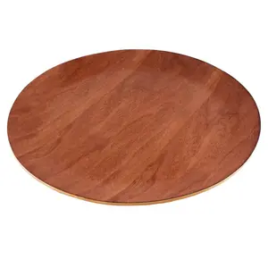BarConic® Round Wood Tray - Walnut - 13 inch