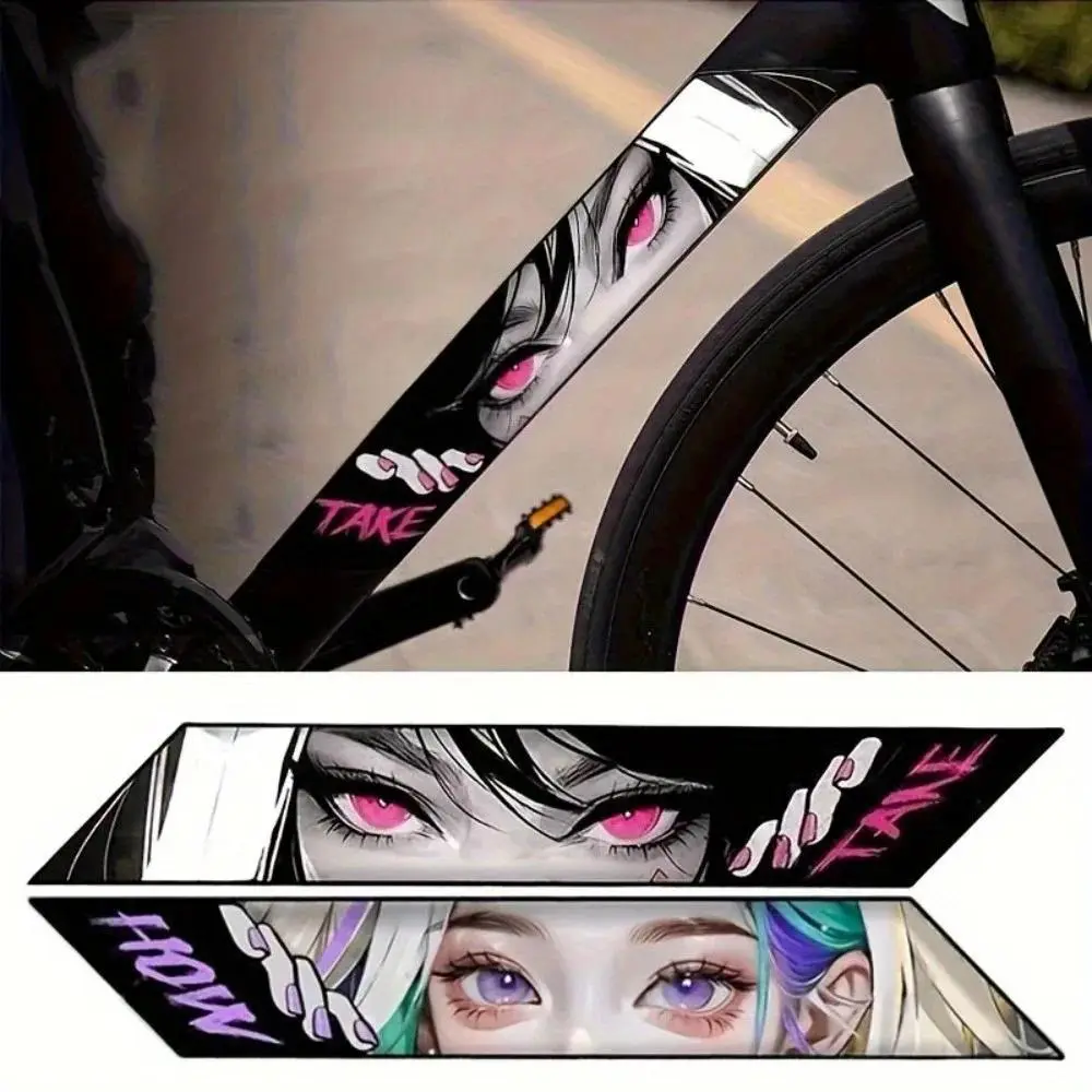 Anime-style waterproof PVC bike sticker for road bikes and mountain bikes - vivid and durable decoration with cartoon characters
