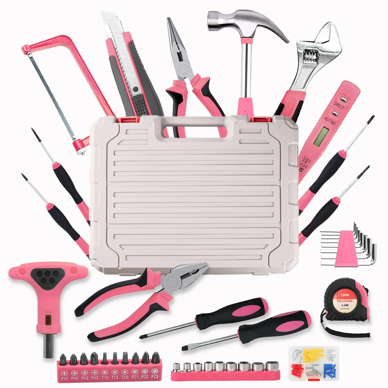 103piece Pink Tool Set Household Diy Box For Women With Storage Case Home  Office And College Dorm Toolkit Of Starter Basic Ladies Tools